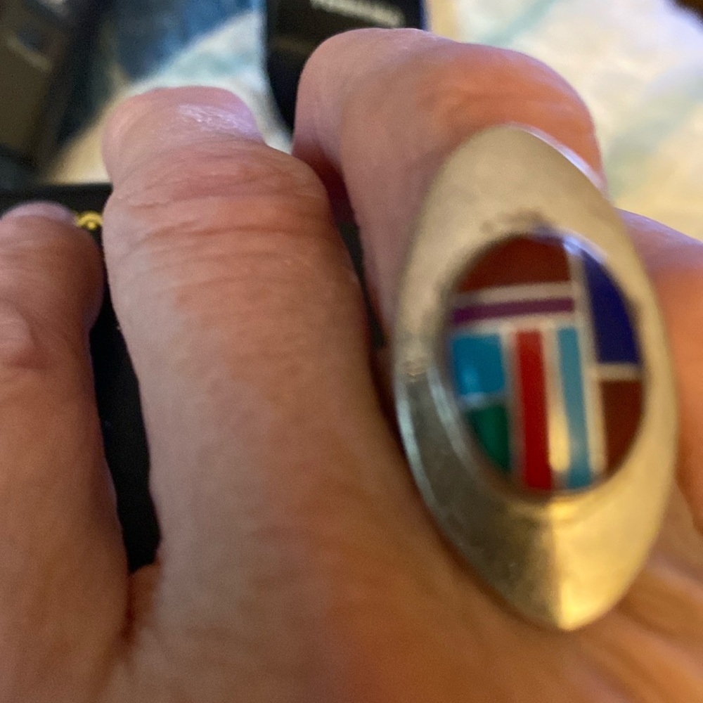SIZE 6 SS 925 unique Southwestern style ring Stamped SAJEN vintage